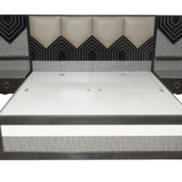 Ocean big king size bed with Upholstered headboard and two side stool