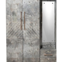 Milano 3 door multi utility wardrobe with mirror( gothic grey finish)