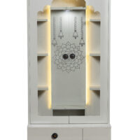 Crown engineered wood home temple with inbuilt led light system( white finish)